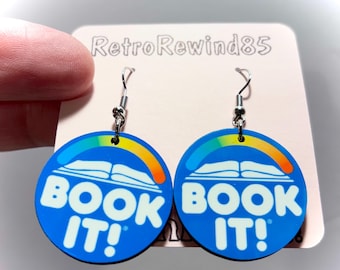 Book It! Round Dangle Earrings - Retro 80's 90's Reading Challenge