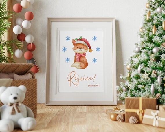 Buy Zechariah 9:9, Rejoice, Printable Christmas Fox Wall Art