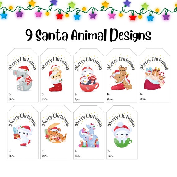 Printable Christmas Gift Tags, Cute Animal Christmas Tags, DIY Christmas  Present Tags, Festive Labels, JPEG PDF Files, Holiday Favor Tags 