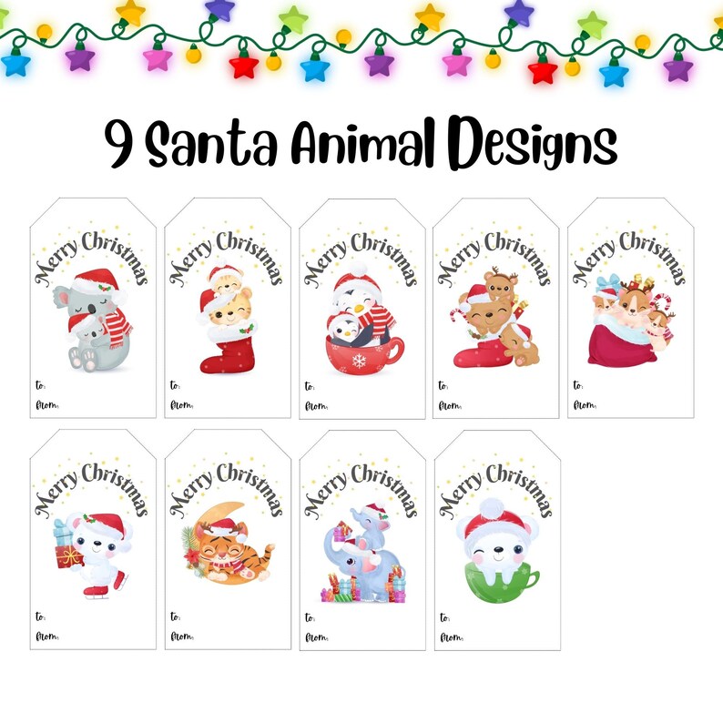 Printable Christmas Gift Tags, Cute Animal Christmas Tags, DIY ...