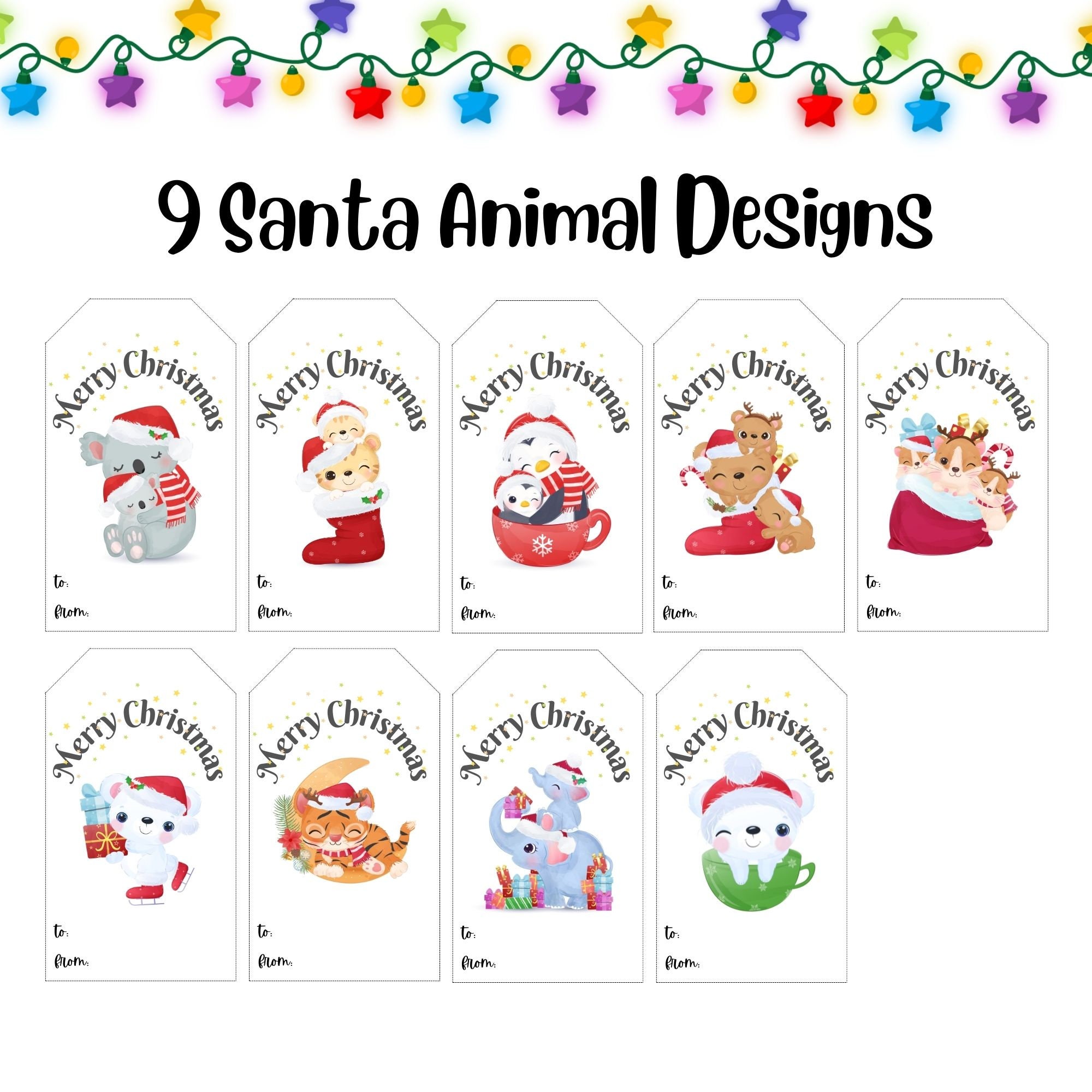 Printable Christmas Gift Tags, Cute Animal Christmas Tags, DIY ...