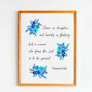 Provérbios 31:30, Presente para a Mãe, Versículo Bíblico do Dia das Mães, Dia das Mães para Impressão, Escritura Presente do Dia das Mães, Presente do Dia das Mães Cristão