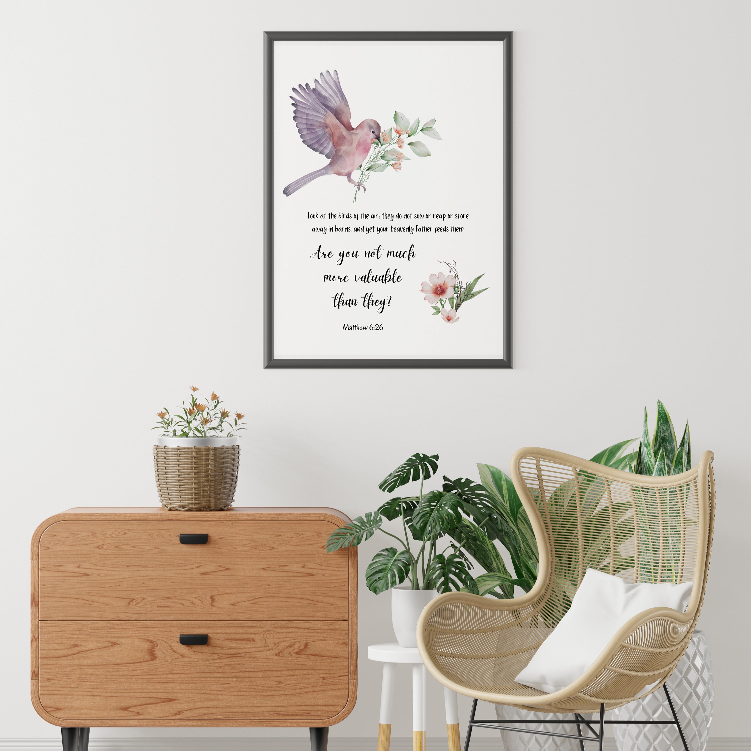 Matthew 6:26 Look at the Birds, Printable Bible Verse Wall Art, Bible ...