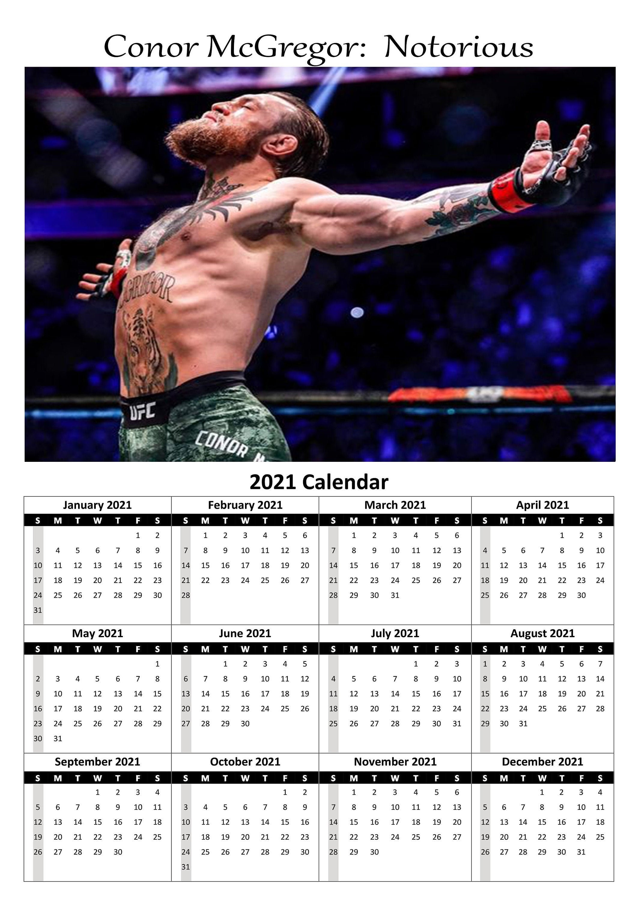 Conor McGregor Calendar 2021 A4 UFC Poster Foto Art Decor Etsy