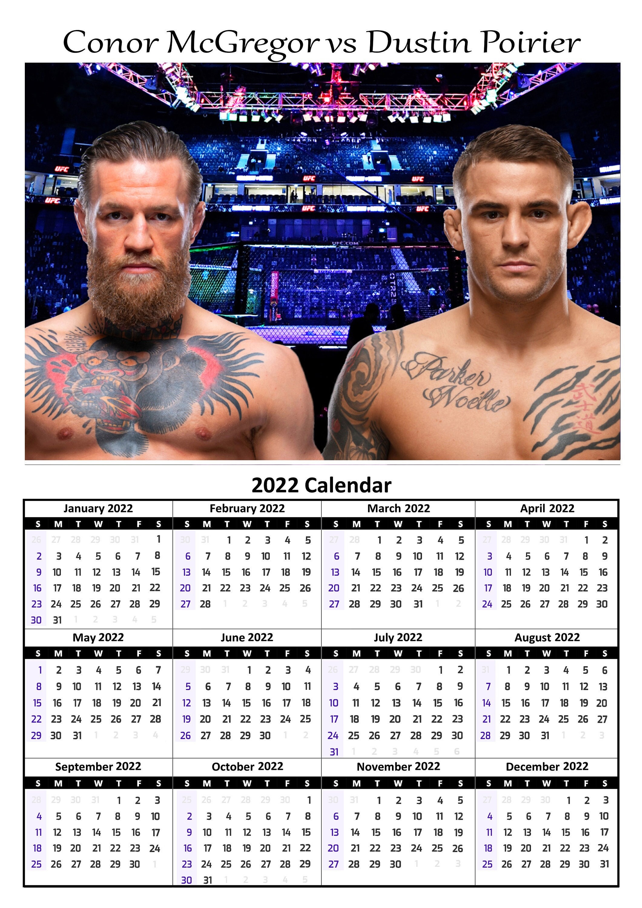 Ufc Schedule 2022 Conor Mcgregor Dustin Poirier Calendar 2022 A4 Ufc Mma Poster | Etsy  Australia