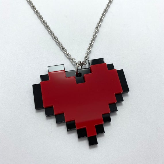 Minecraft Heart Necklace Etsy