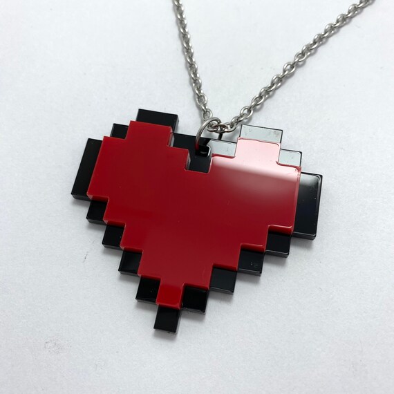 Minecraft Heart Necklace Etsy