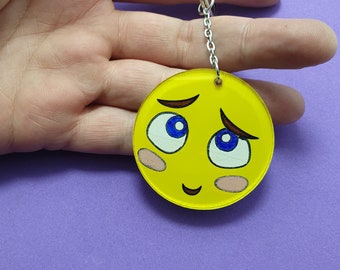Cartoon Emoji Face Angry Expression Round Pendant Stainless Steel Necklace Cartoon Emoji Face Angry Expression Round Pendant Stainless Steel Necklace