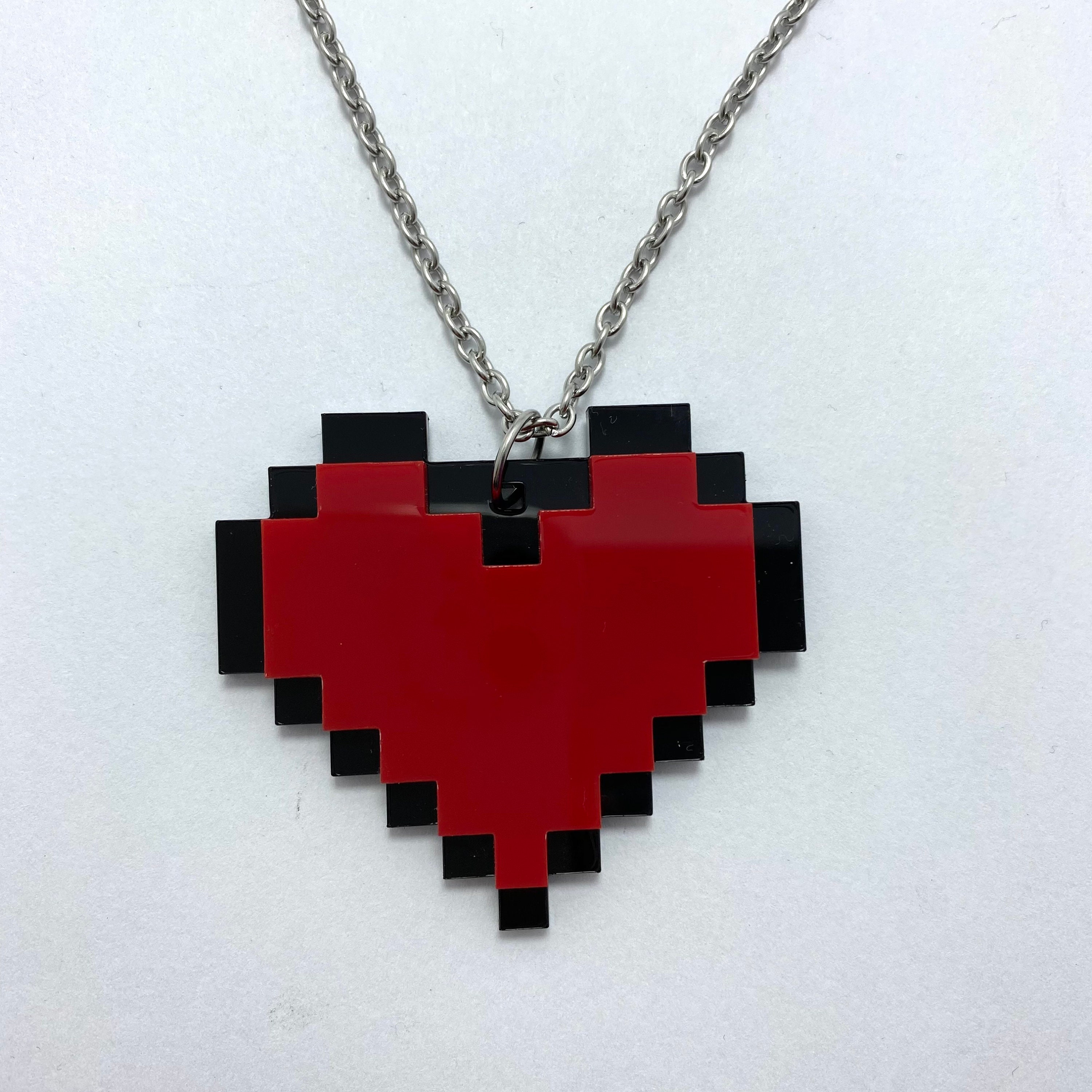 Minecraft Heart Necklace Etsy