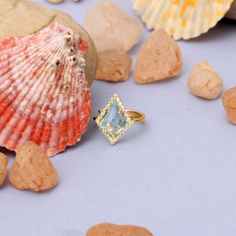 Sky Blue Topaz Ring Ring Topaz Sky Blue Topaz Gift For Her Cubic Zirconia Ring Gold Plated Ring CZ Ring Wedding Ring