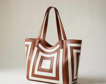 Bolso tote geométrico monocromático