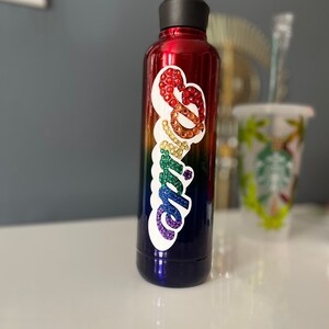 Pride rainbow personalized tumbler.