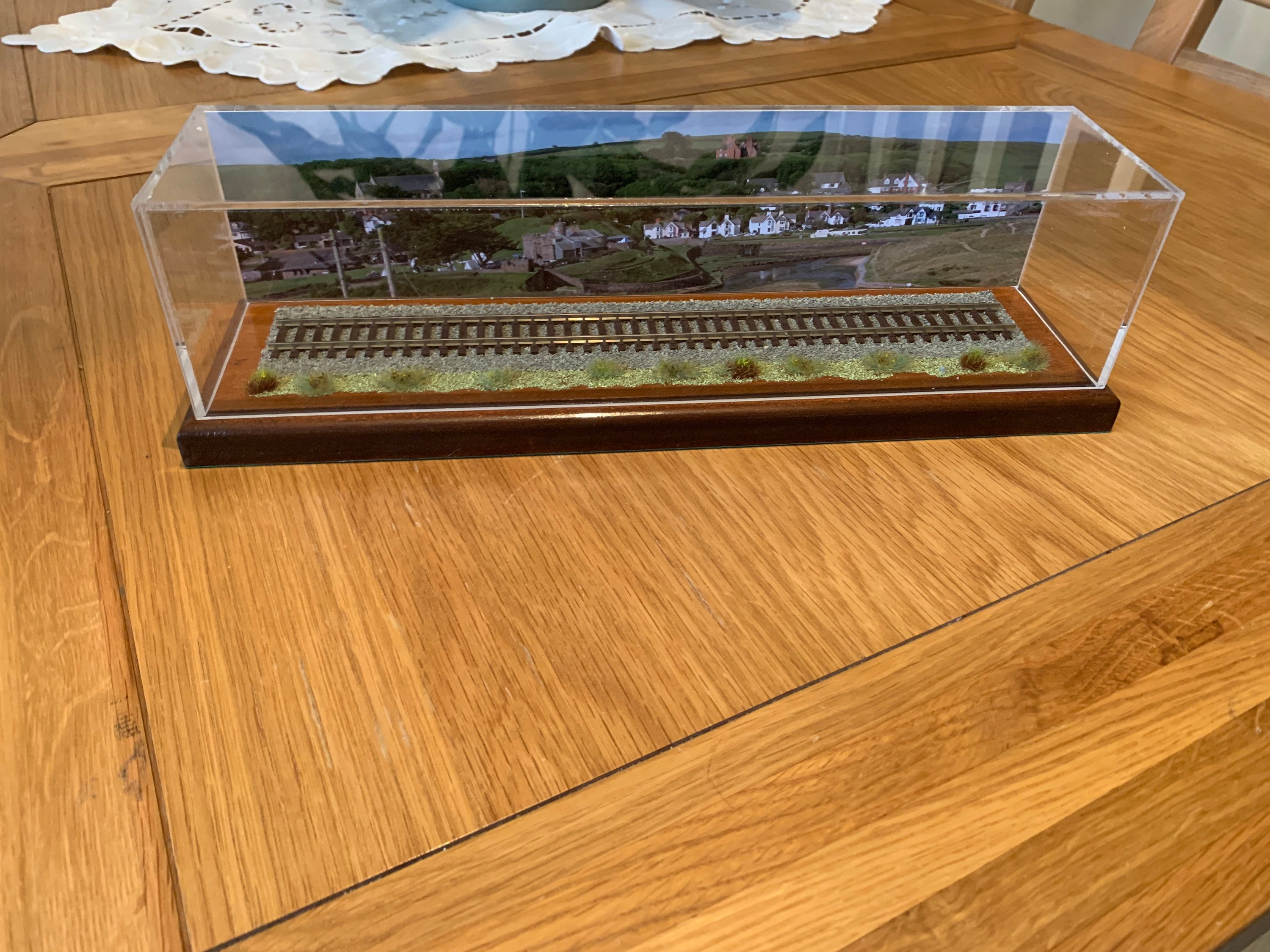 Display Case for a Oo Gauge Hornby Train.with Fixed Track,ballast Effect and Scenery