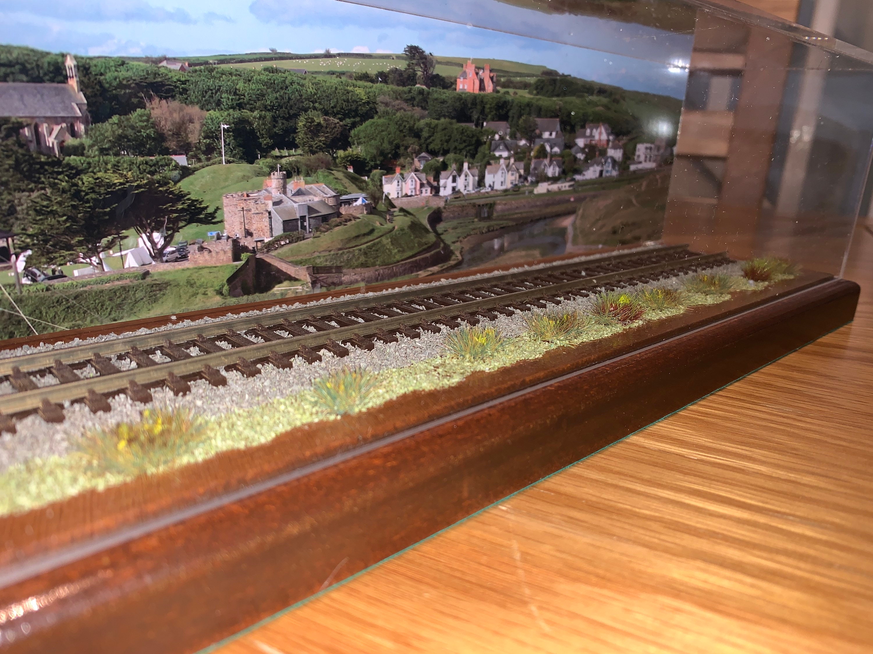 Display Case for a Oo Gauge Hornby Train.with Fixed Track,ballast Effect and Scenery