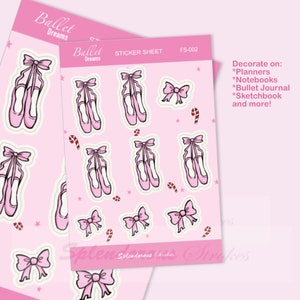 Adesivos de balé quebra-nozes ~ adesivos de planejador de balé fofos adesivos rosa fofos ~ balé e fitas
