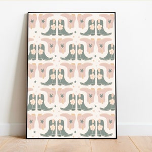 Impression de bottes de cowboy, 2 affiches décoratives, motif d'art mural cow-girl western country
