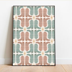 Impression de bottes de cow-boy, affiche décorative, motif d'art mural cow-girl western country