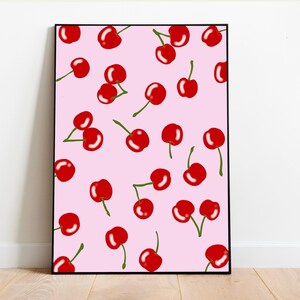 Cerise affiche impression 5 x 7 décoration d'intérieur oeuvre d'art girly motif art mural
