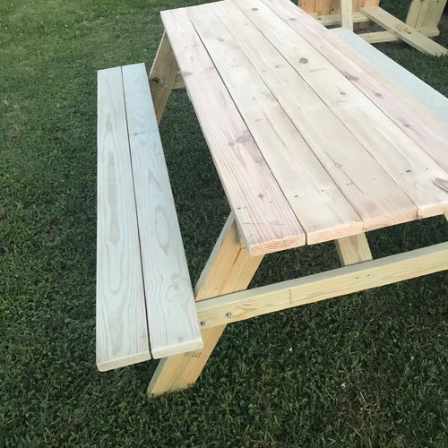 56 Square Top Picnic Table With Backs on the Seats Etsy