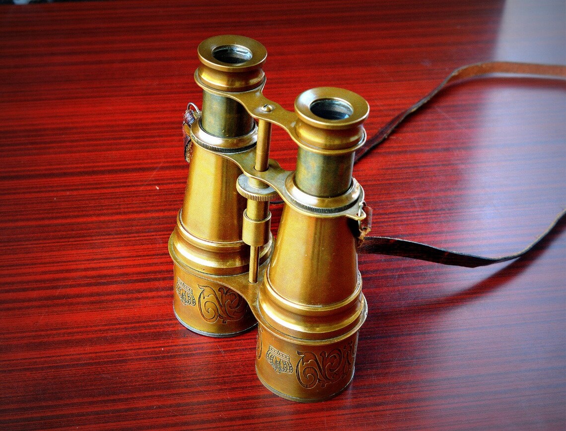 Antique Brass Binocular with Leather Belt Nautical Brass Etsy