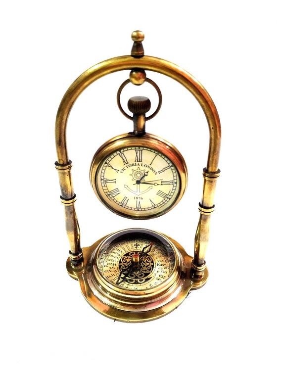 Brass Table Clock Antique Clock Brass Clock Vintage Clock Etsy