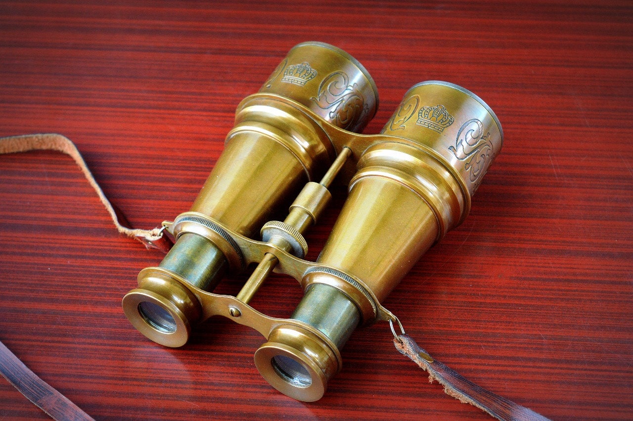 Antique Brass Binocular with Leather Belt Nautical Brass Etsy