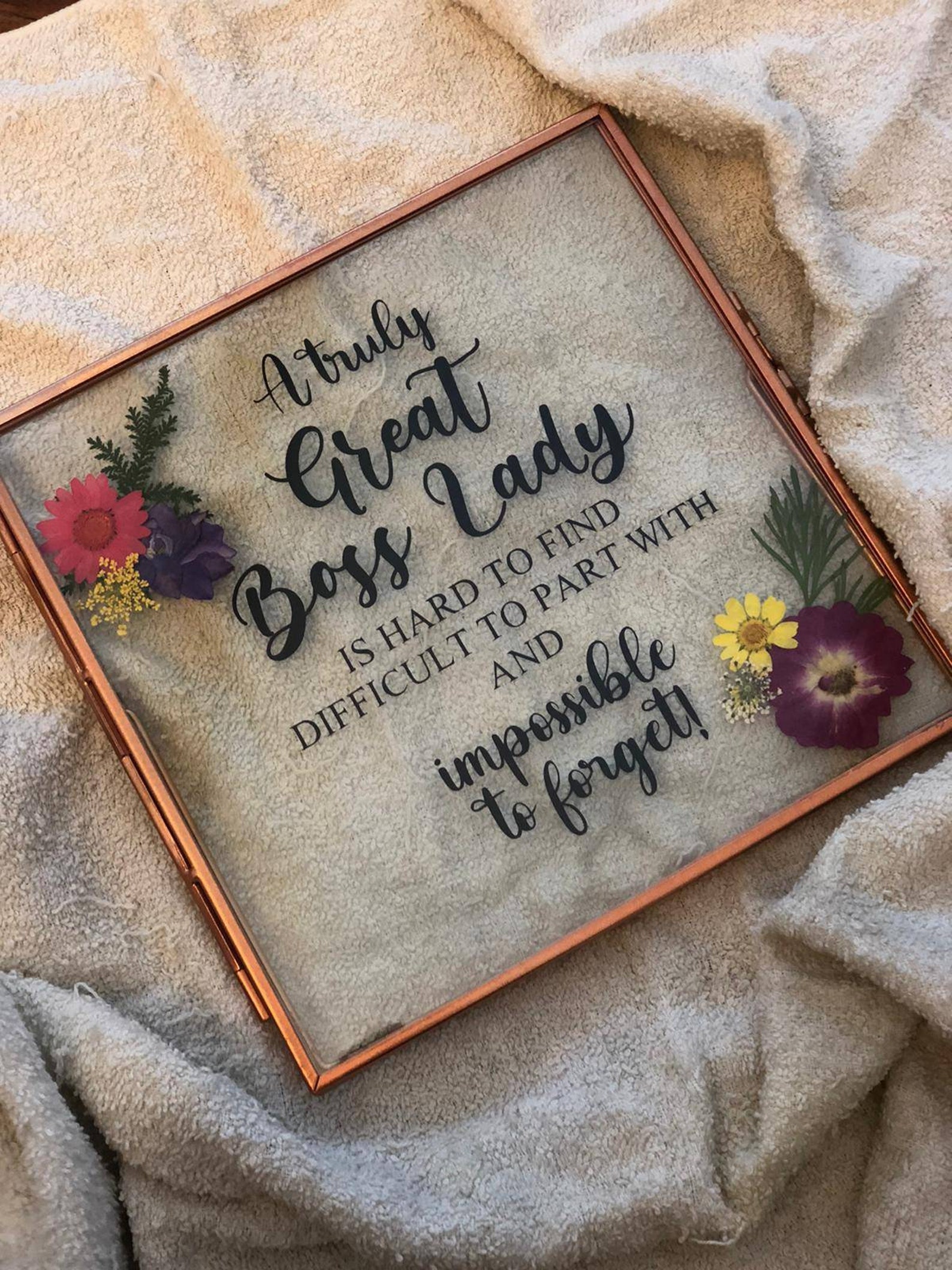 Leaving Quote Flower Glass Frame Farewell Gift Manager - Etsy UK