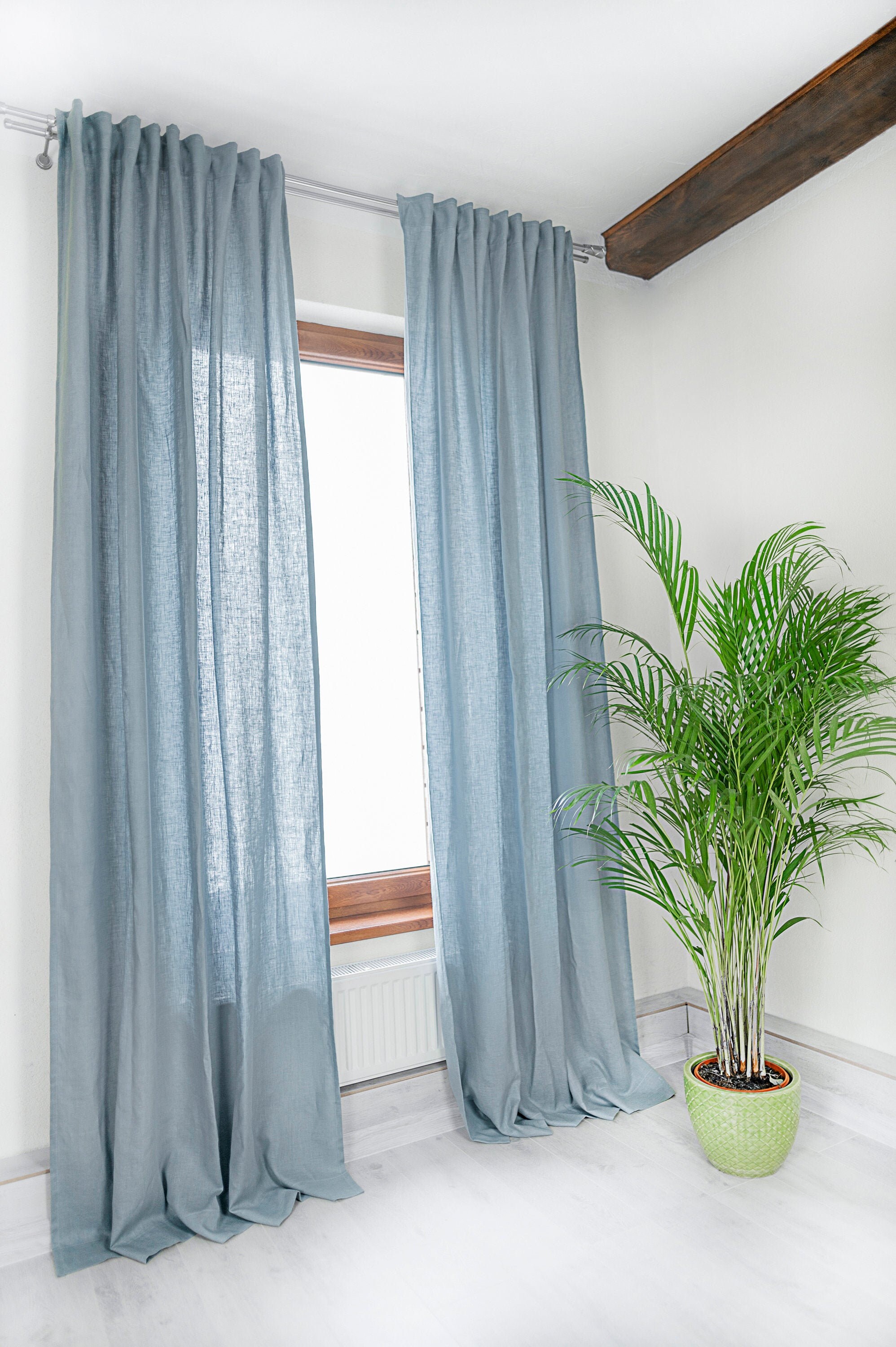 Linen curtains in light blue.Custom size curtains.Long Etsy