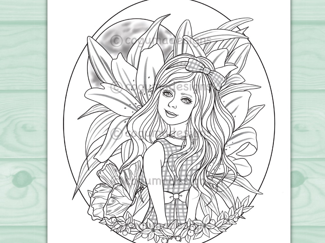 Moon Blossom Coloring Page Printable Digital Download - Etsy