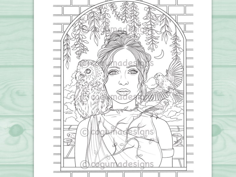 Wisteria Garden Printable Coloring Page Grayscale - Etsy