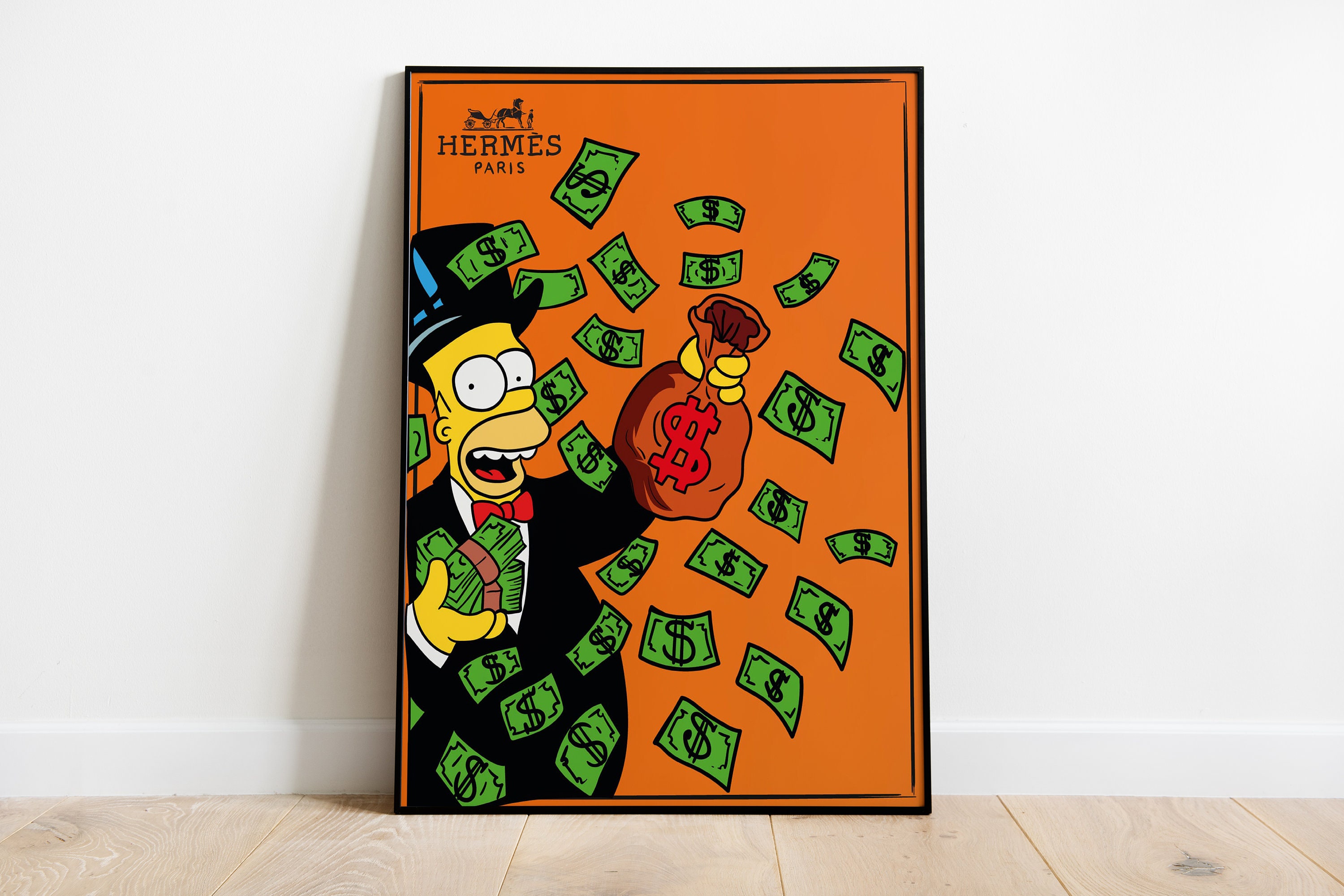 Homer Simpson Money Bag X Hermes Money Art Hypebeast Decor 