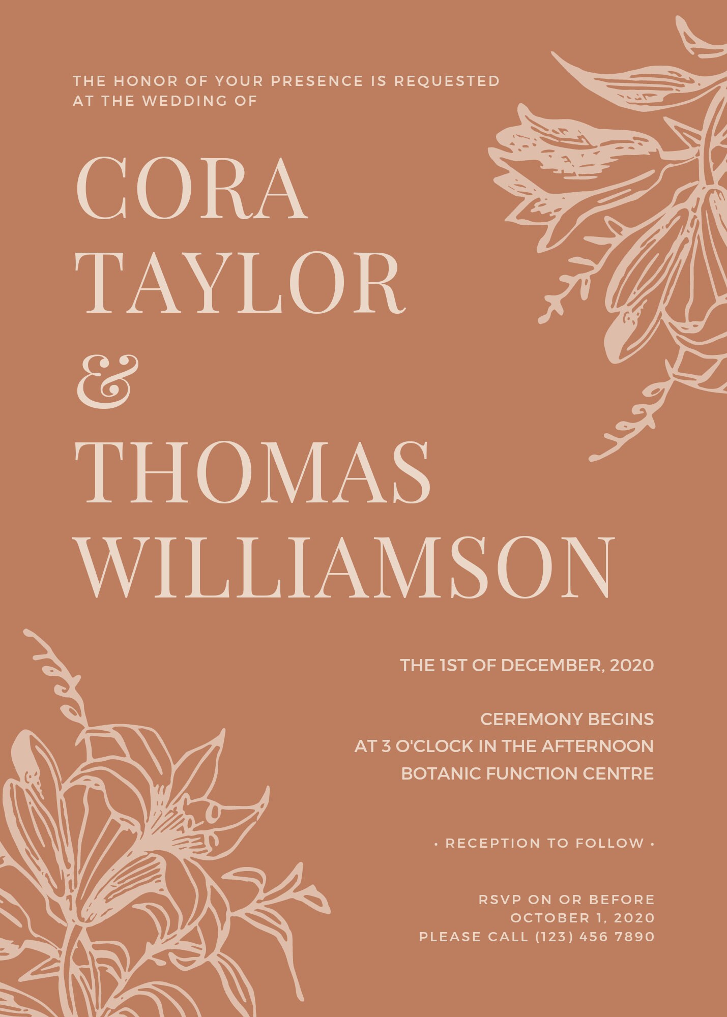 TERRACOTTA FLORAL Wedding Invitation Invitation Floral - Etsy UK