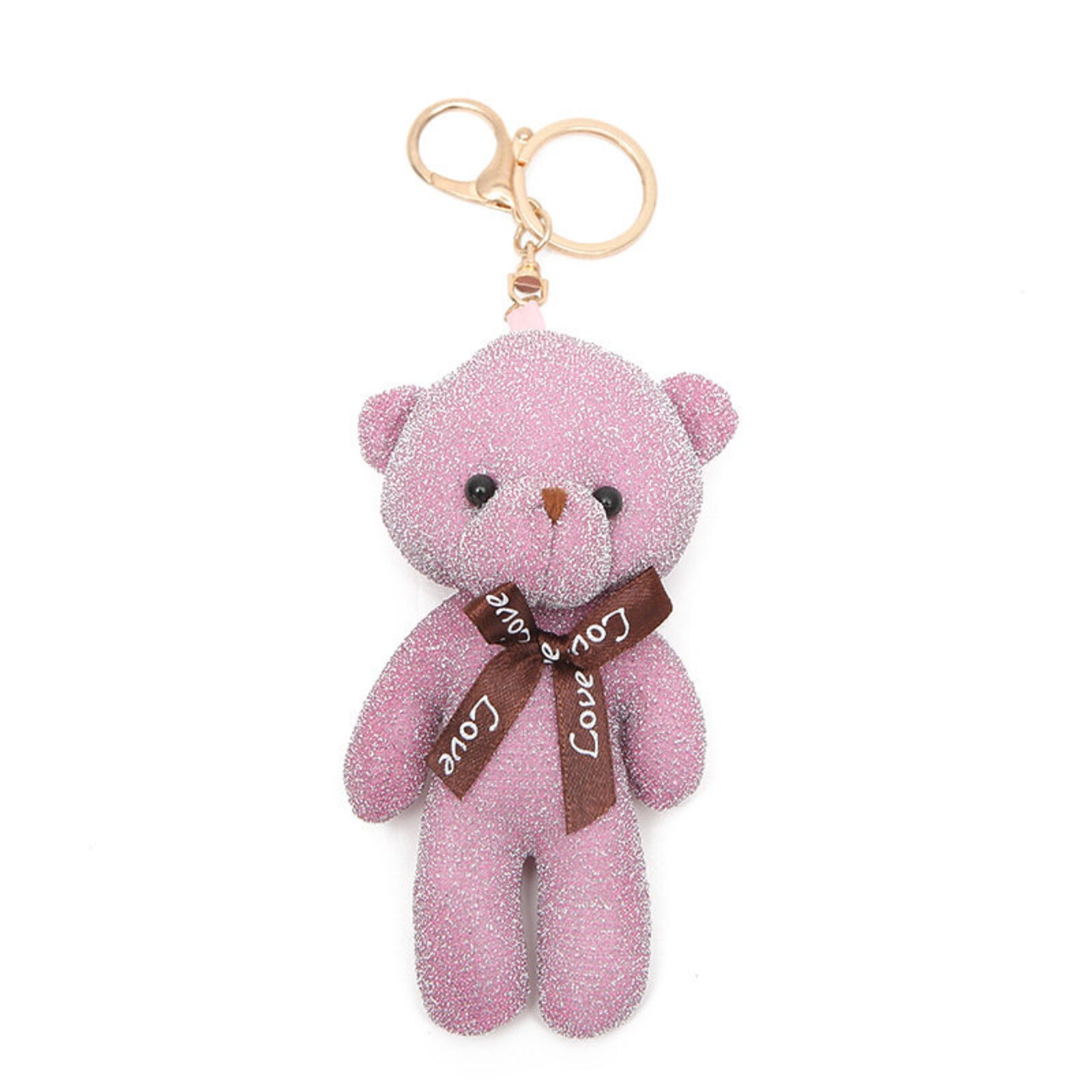 Shimmer Teddy Love Bear Keychain Black Teddy Bear Pink Teddy Etsy