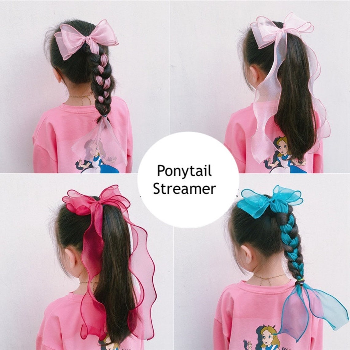 Girl's Ponytail Hair Streamer Clip Ribbon Etsy UK