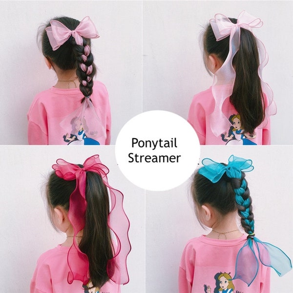 Girl's Ponytail Hair Streamer Clip Ribbon