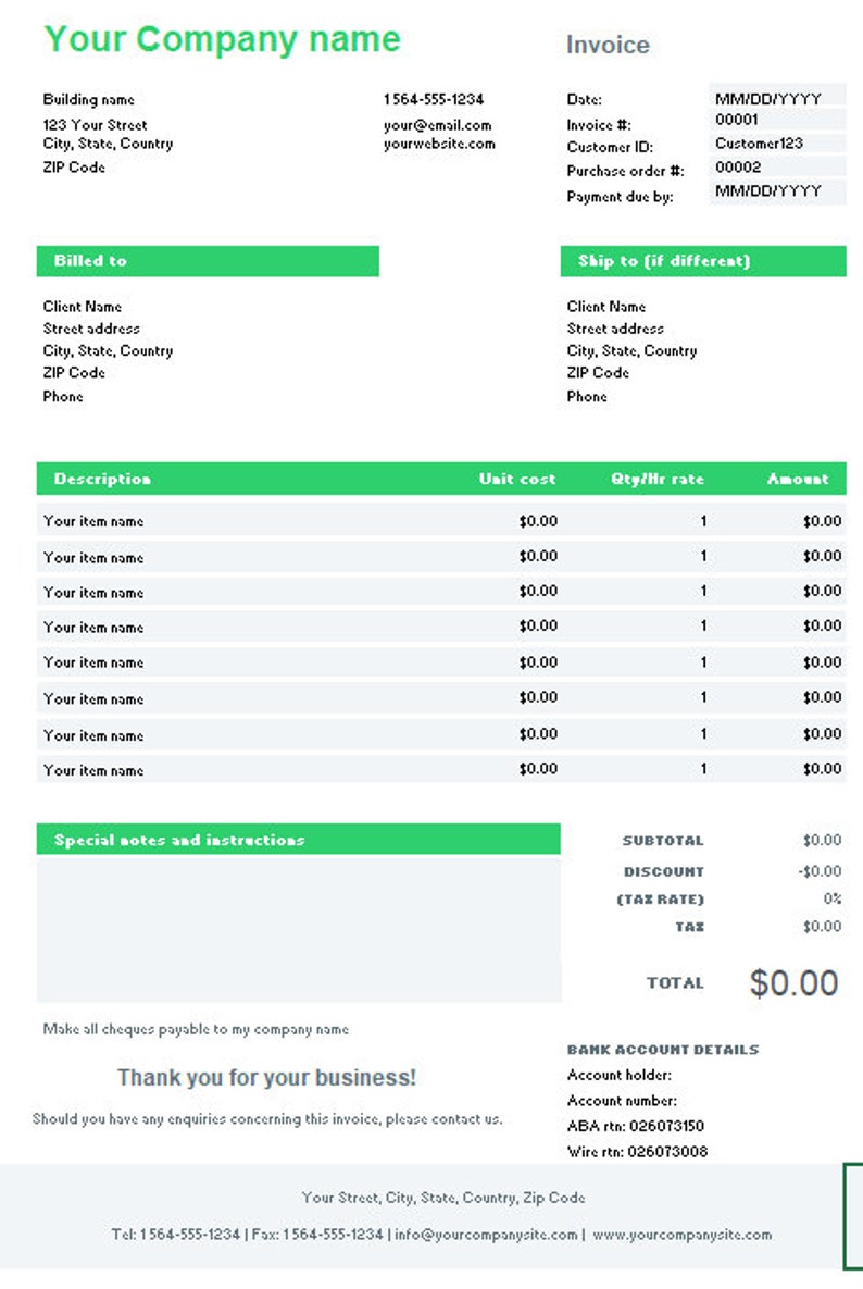 how do i create an invoice template in excel