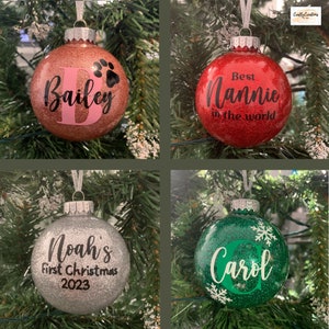 Personalised Glitter Baubles | A perfect stocking filler idea for family, pets and best friends. Shop Now!