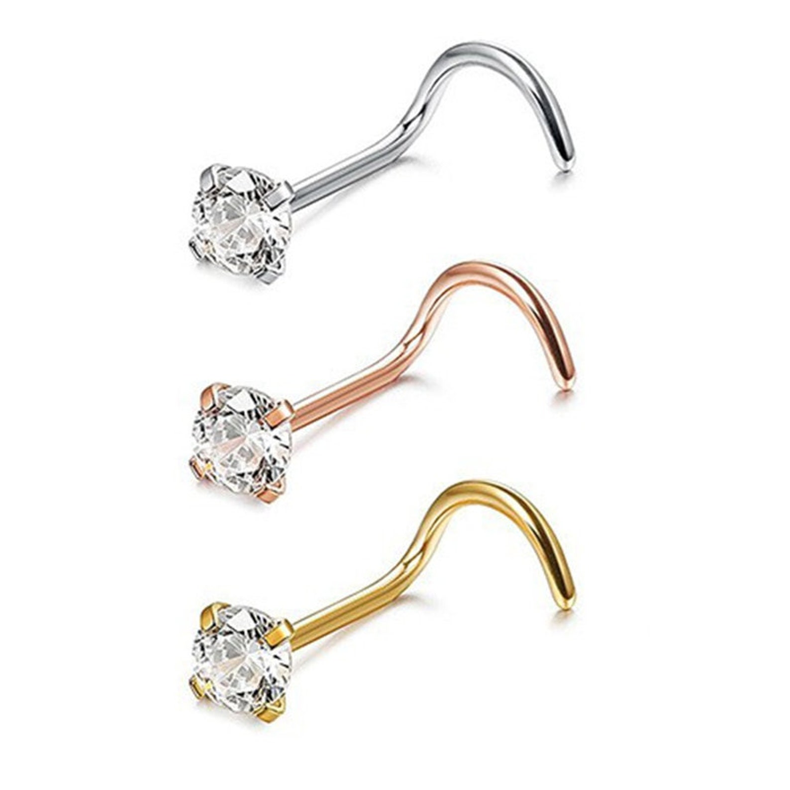 Diamond Nose Stud 14K Nostril Piercing Genuine Diamond Etsy