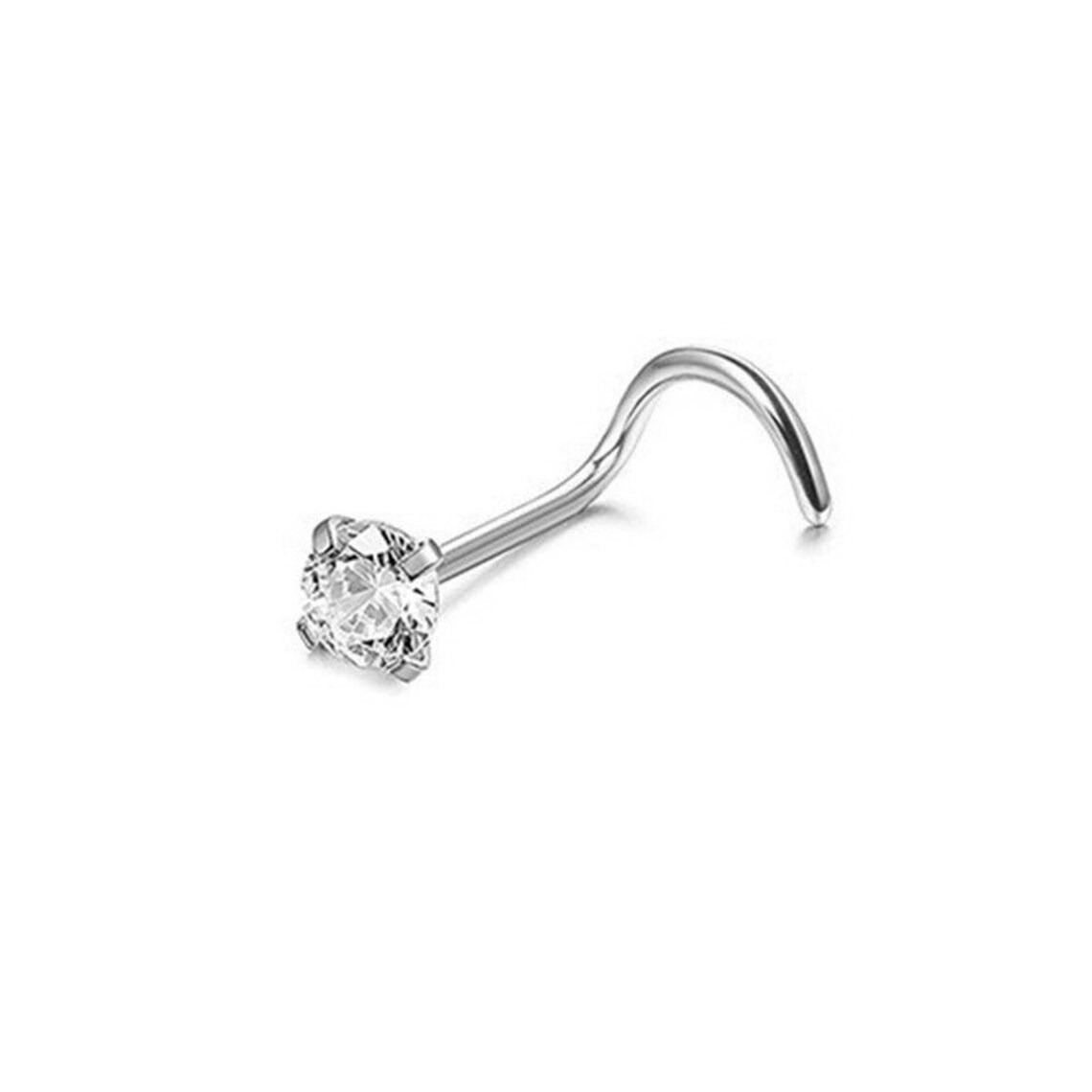 Diamond Nose Stud 14K Nostril Piercing Genuine Diamond Etsy
