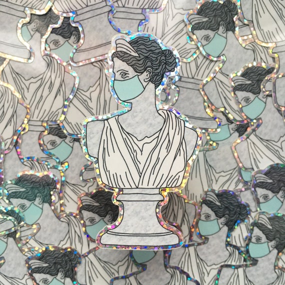 Goddess Facemask Sticker // Glitter sticker