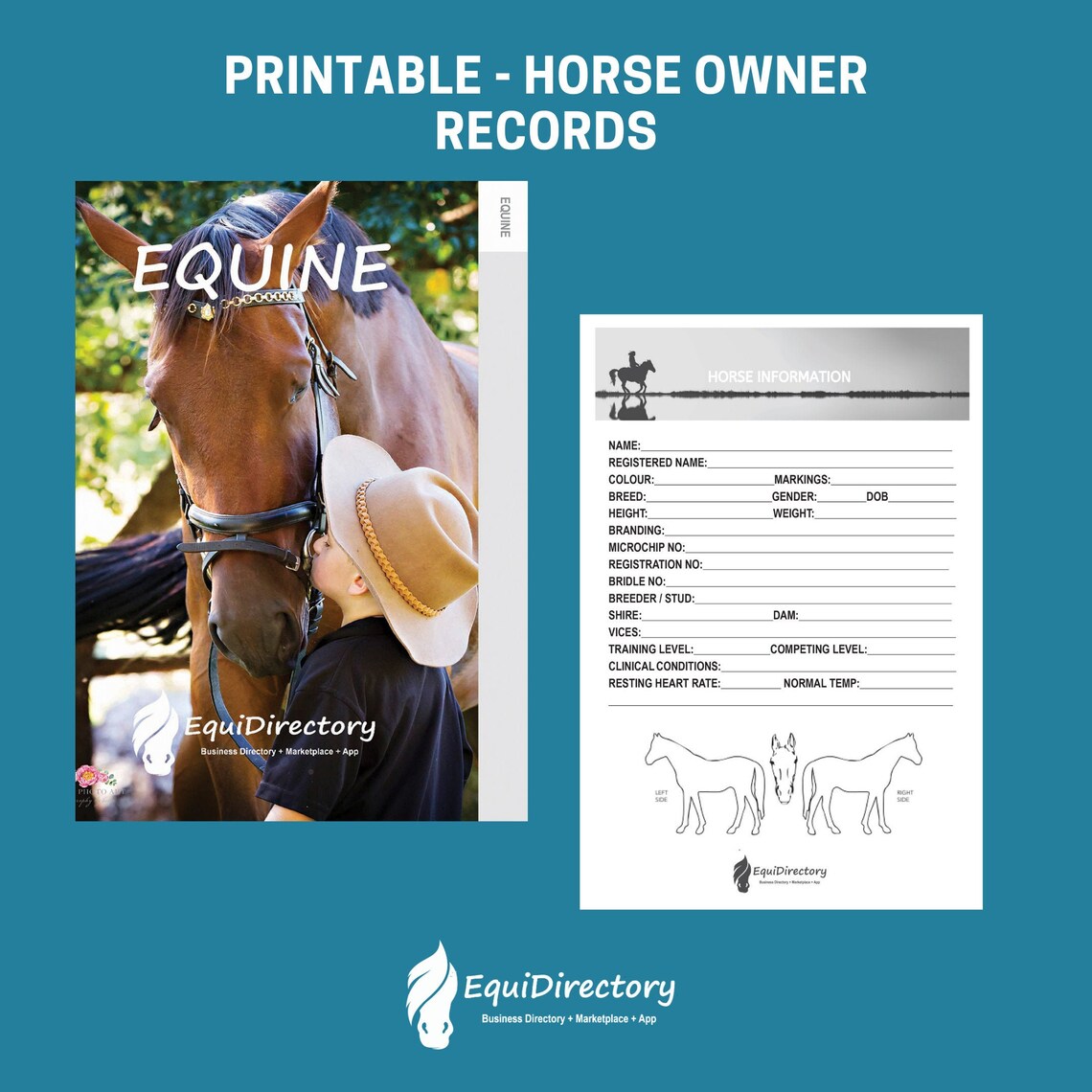 Printable Horse Owner Records by EquiDirectory Etsy