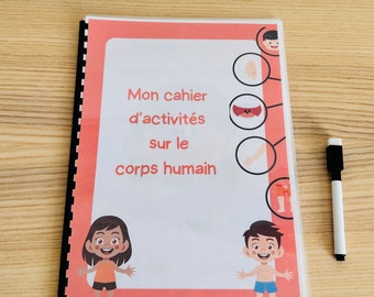 activity booklet for children in French on the human body, educational activity, take-home game, Montessori-inspired learning