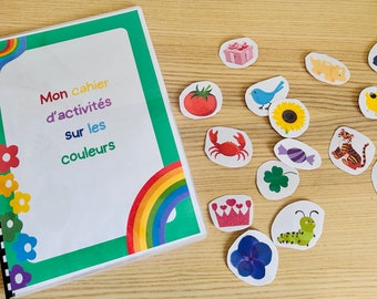 Activity booklet for children in French to learn colors, educational activity, take-home game, Montessori learning, gift