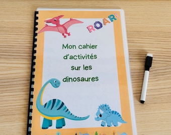 activity booklet for children in French about dinosaurs - quiet book - busy book