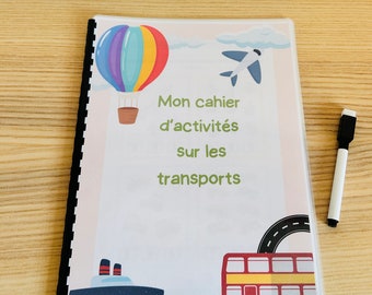 Livret d'activités  pour enfant, en français sur le thème des transports - quiet book - busy book