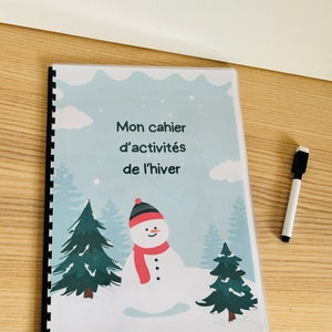 Folleto de actividades en francés sobre el invierno para niños de 2 a 6 años, folleto de aprendizaje preescolar, listo para usar con rotulador.