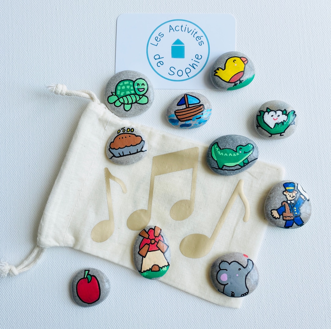 Nursery Rhyme Bag Theme of Your Choice With Handpainted Pebbles in