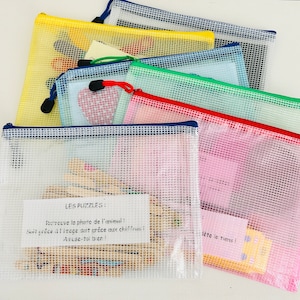 6 Pochettes d'activités éducatives  pré scolaire (lot n2) : jeux d'apprentissages d'inspiration de la pédagogie Montessori jeu de voyage