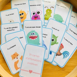 32 tarjetas con mensajes positivos para niños de 3 a 6 años, juego de cartas positivo para fomentar y fomentar la confianza, regalo infantil.