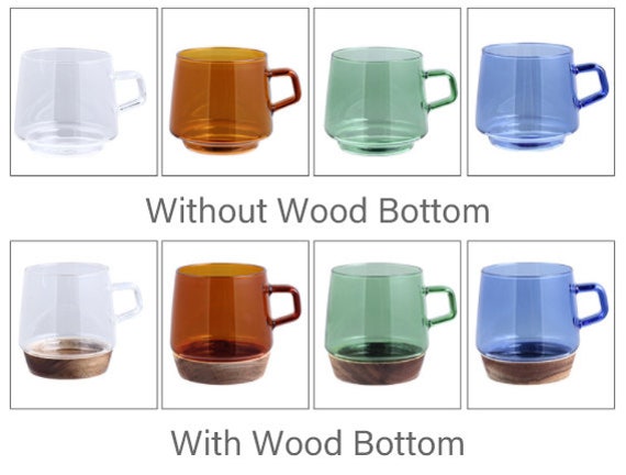 Colorful Glass Coffee Mugs, 10.5 oz(300ml) Amber Milk Cups with Handles I  Perfect As Tea Cups & Latte Cup(Not Included Spoon)